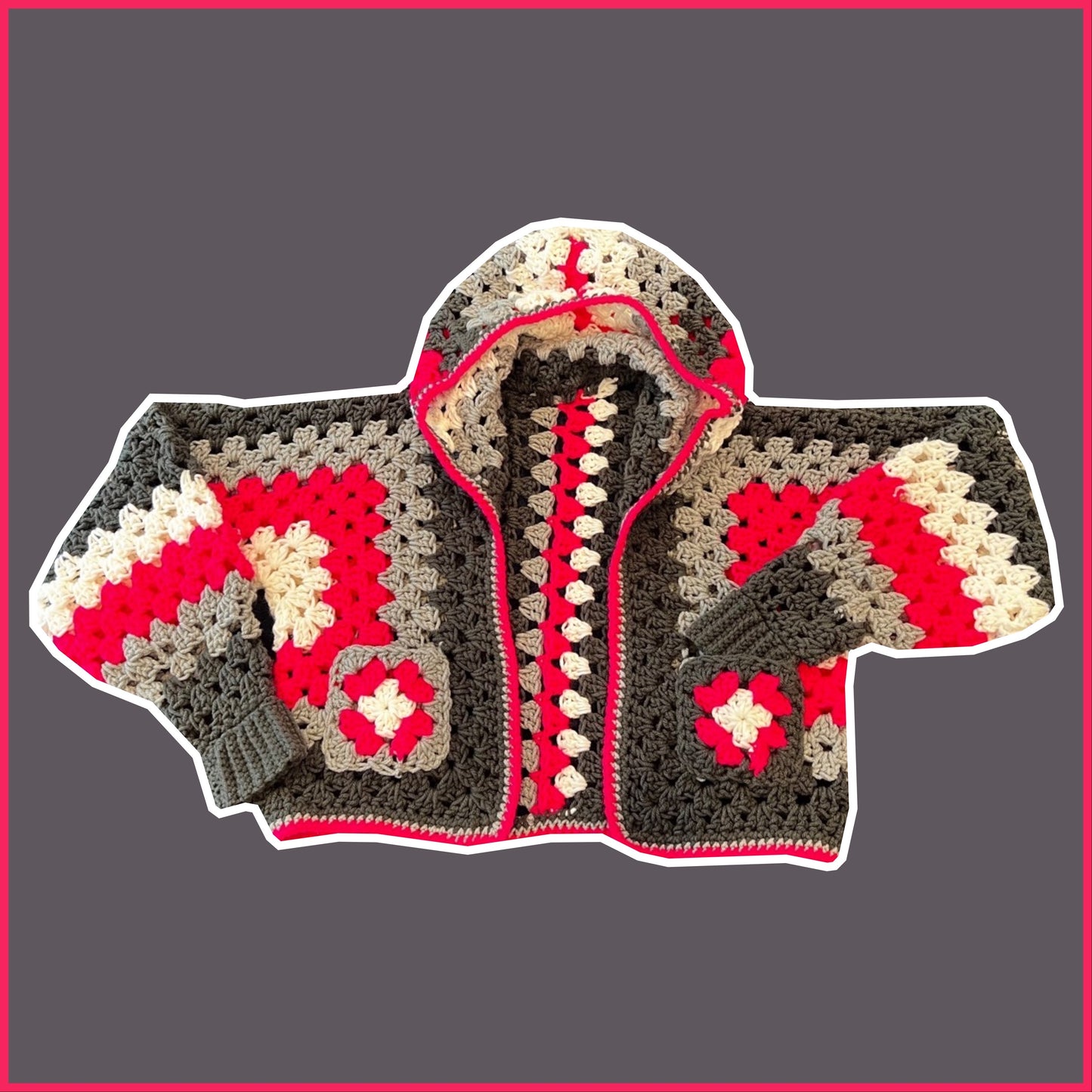 Granny Stitch Cardigan w/ Hood