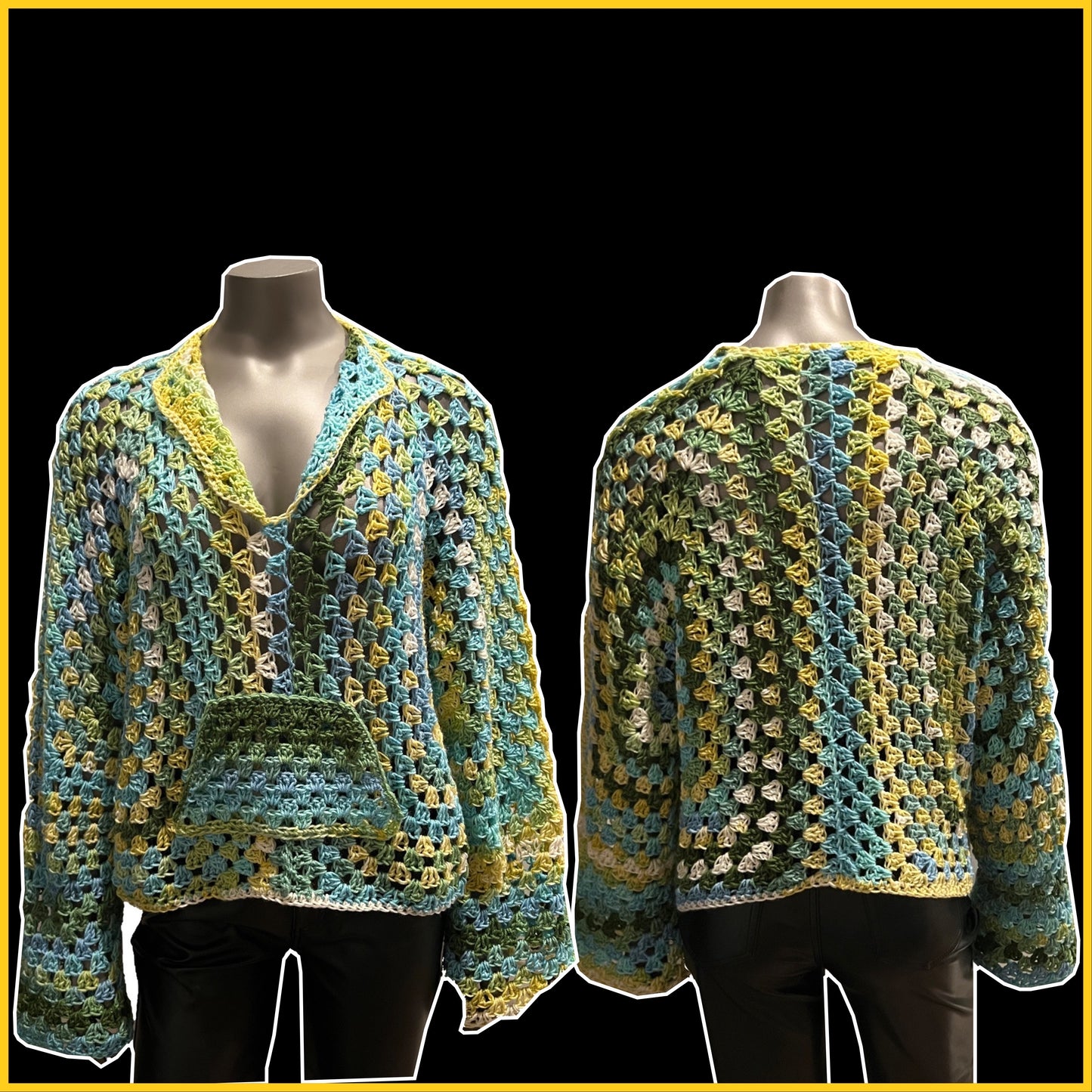 Granny Stitch Pullover & Bucket Hat Set