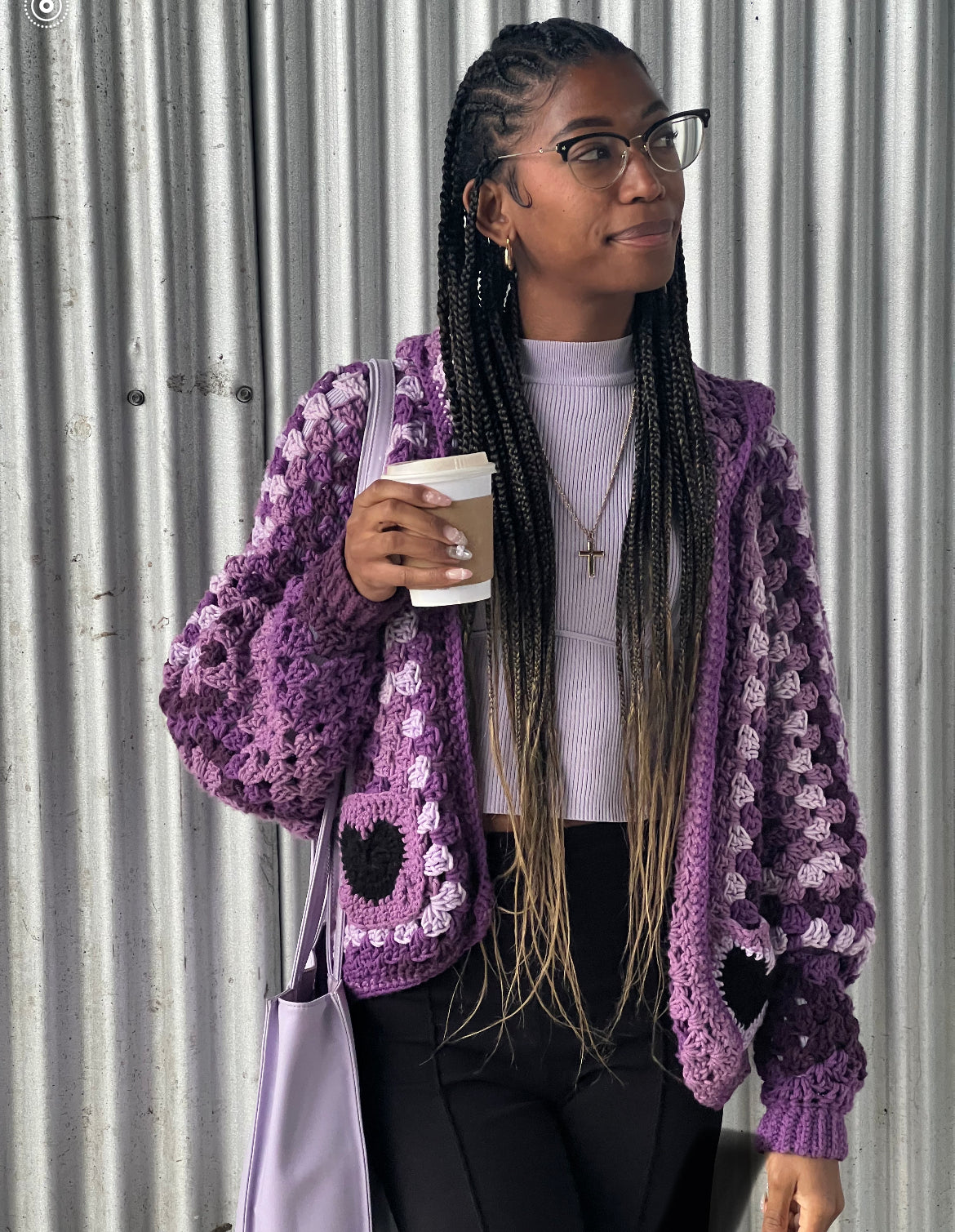 Granny Stitch Cardigan w/ Hood